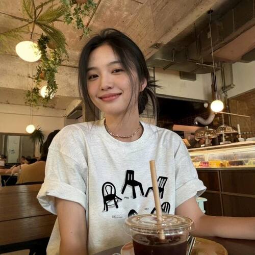 纯棉圆领短袖T恤女装夏季新款小众椅子设计感休闲百搭宽松上衣女