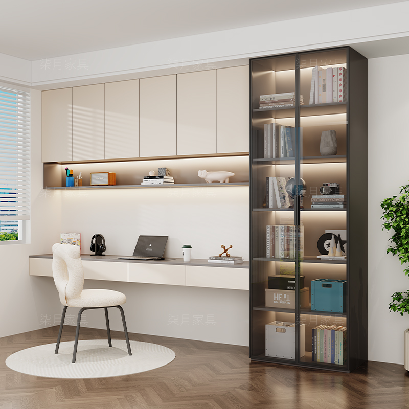 简约现代书桌书柜定制书桌柜一体