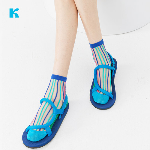 Knapfold夏季撞色透气玻璃丝袜女