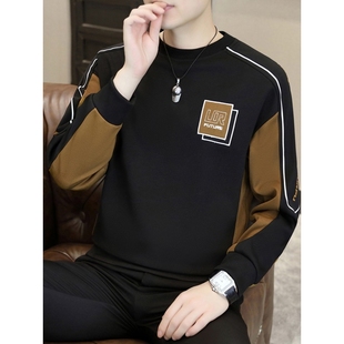 卫衣男士圆领打底衫春秋季薄款内搭厚长袖T恤秋冬加绒潮牌上衣服
