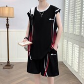 夏季 青少年大童篮球服 冰丝速干t恤胖男孩初高中学生背心球衣套装