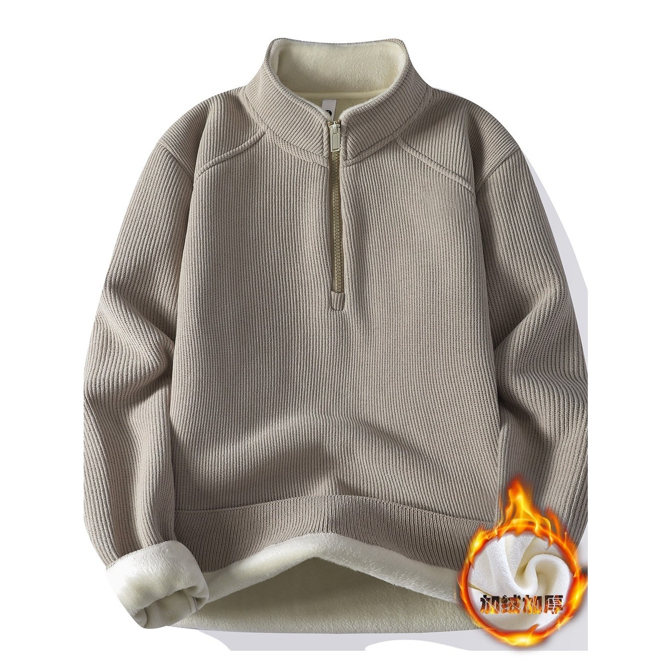 美式重磅半拉链卫衣男加绒加厚宽松高领2025新款秋冬季polo衫上衣,运动服/休闲服装,跑步套装,淘宝优惠券,粉丝福利购,淘宝优惠卷