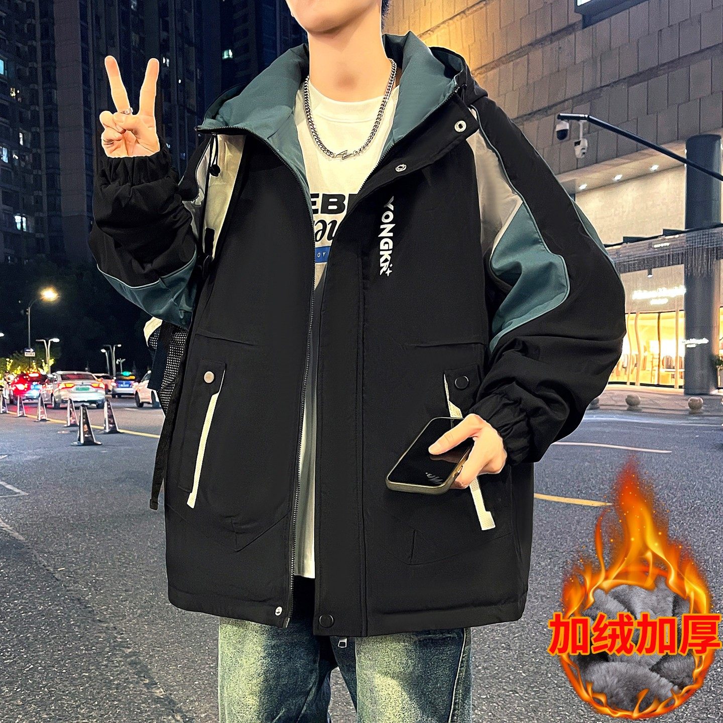 秋冬季加绒外套男孩初中高中学生加厚棉衣青少年帅气大童男装夹克,运动服/休闲服装,跑步套装,淘宝优惠券,粉丝福利购,淘宝优惠卷