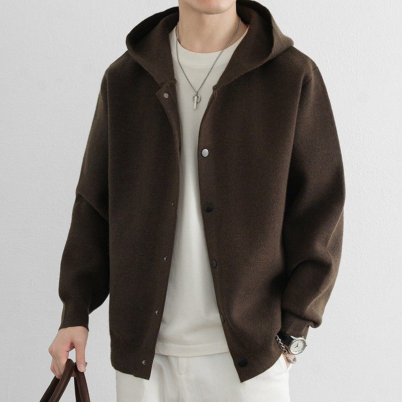 设计师款秋冬季毛衣开衫连帽针织衫男士2025新款高级感针织外套男,运动服/休闲服装,跑步套装,淘宝优惠券,粉丝福利购,淘宝优惠卷