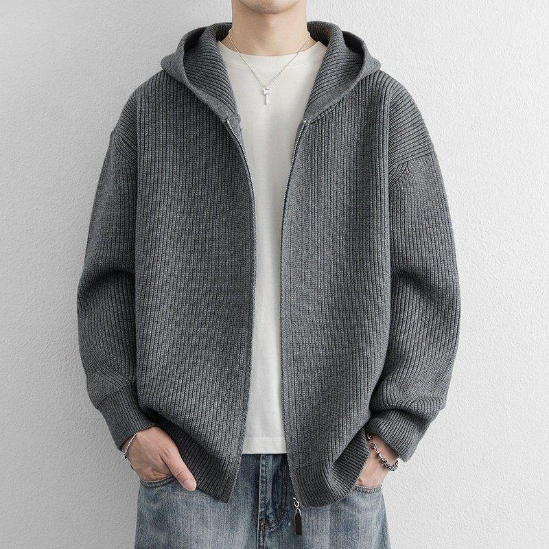 潮牌连帽针织开衫男外套春秋休闲宽松夹克秋冬季加厚保暖男装毛衣,运动服/休闲服装,跑步套装,淘宝优惠券,粉丝福利购,淘宝优惠卷