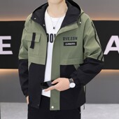 男士 休闲外套2026秋冬潮流拼色连帽加棉加厚夹克男宽松冲锋衣潮牌