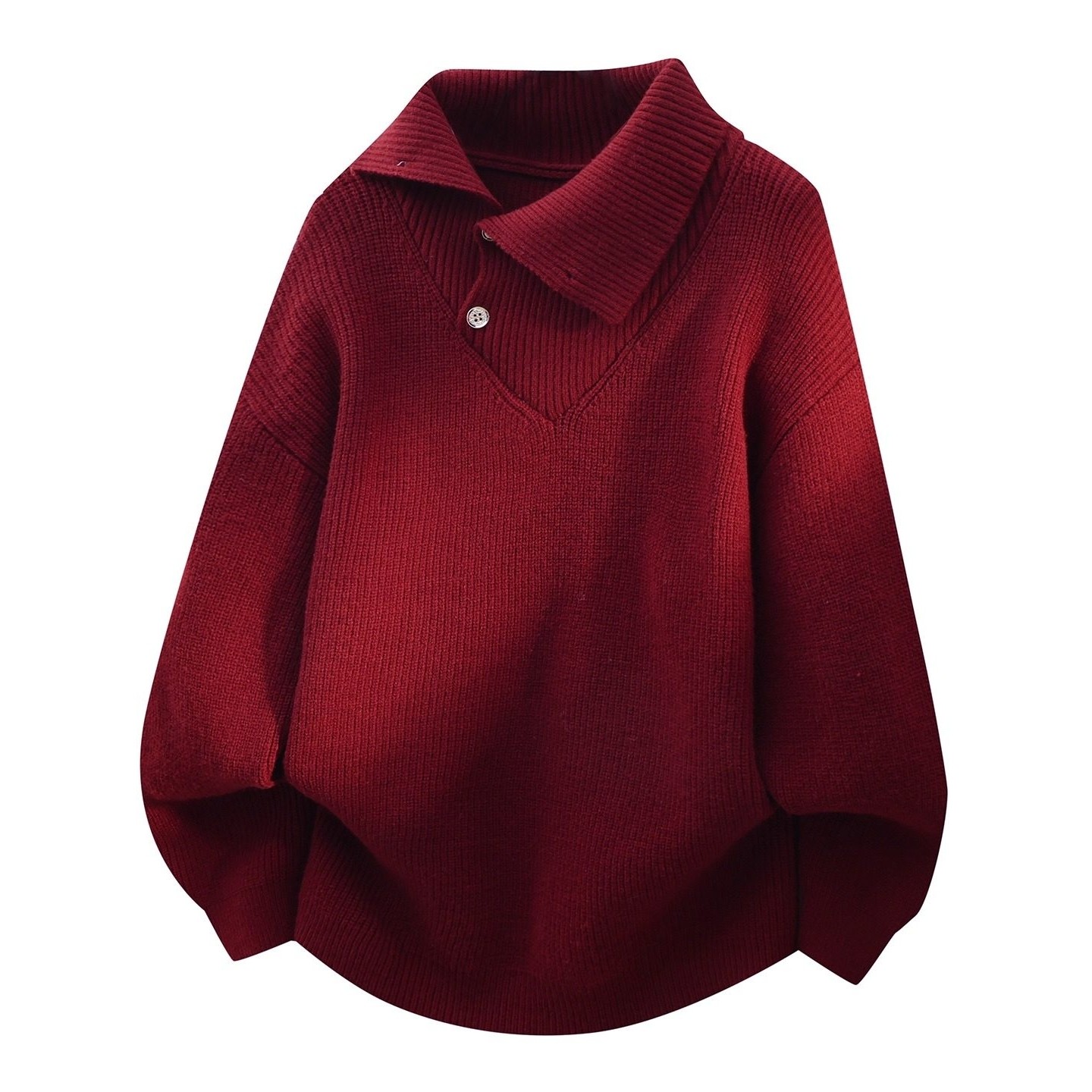 美拉德复古设计感翻领毛衣男红色本命年冬季新款高级感百搭针织衫,运动服/休闲服装,跑步套装,淘宝优惠券,粉丝福利购,淘宝优惠卷