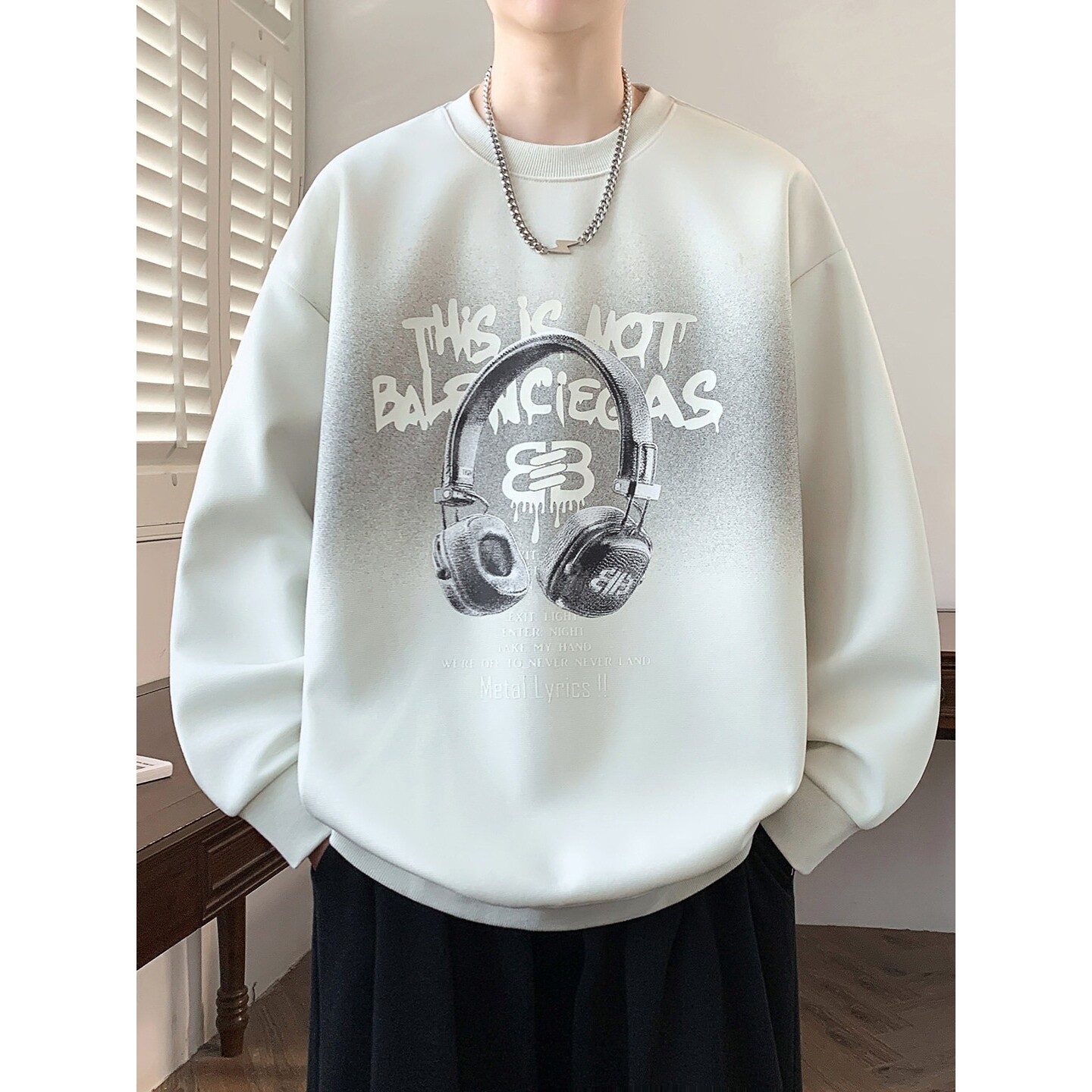 春秋款圆领卫衣男孩初中高中学生潮牌长袖t恤青少年大童春装上衣