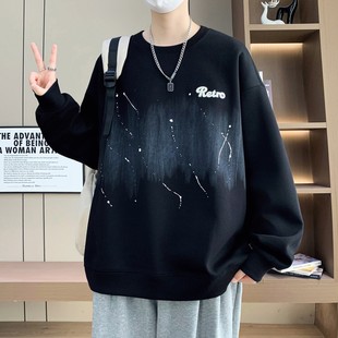 春秋季青少年圆领卫衣男孩初中高中学生潮牌帅气大童男装长袖t恤