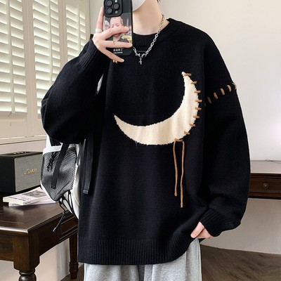 青少年毛衣男生秋冬季2025新款宽松阔版落肩袖针织衫男士打底衫潮
