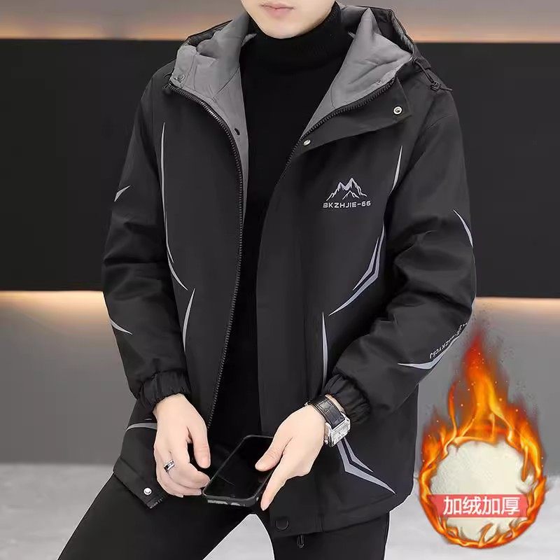 2025冲锋衣外套男新款秋冬季加绒加厚棉衣夹克男士保暖冬装派克服