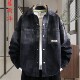 高品质潮外套 新品 黑色渐变牛仔衬衫 夹克男格子青少年学生2026春季