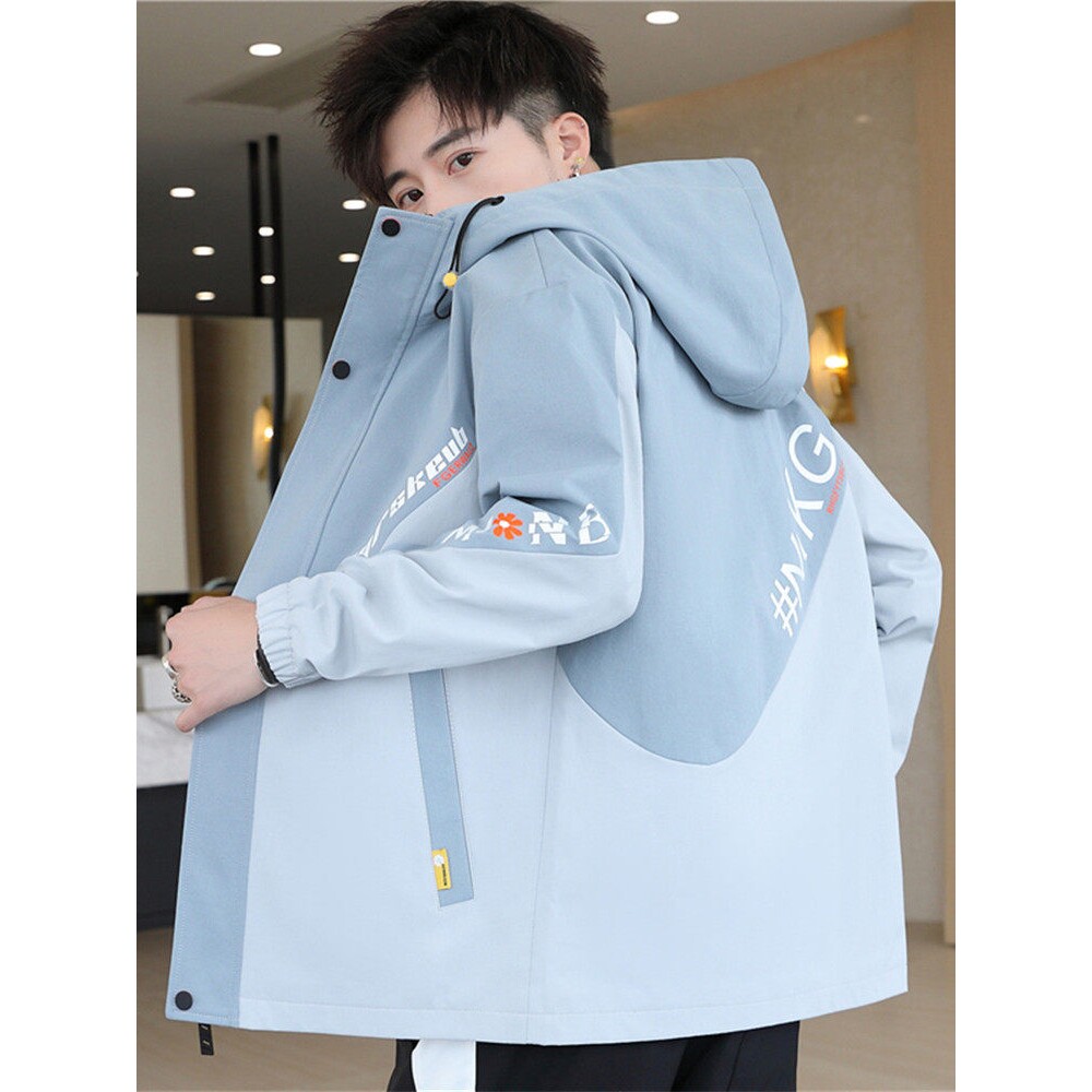 春秋季青少年外套男孩风衣高中初中学生帅气夹克大童春装冲锋衣服