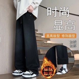 秋冬季青少年裤子男2025新款潮牌高中初中学生加绒加厚大童休闲裤