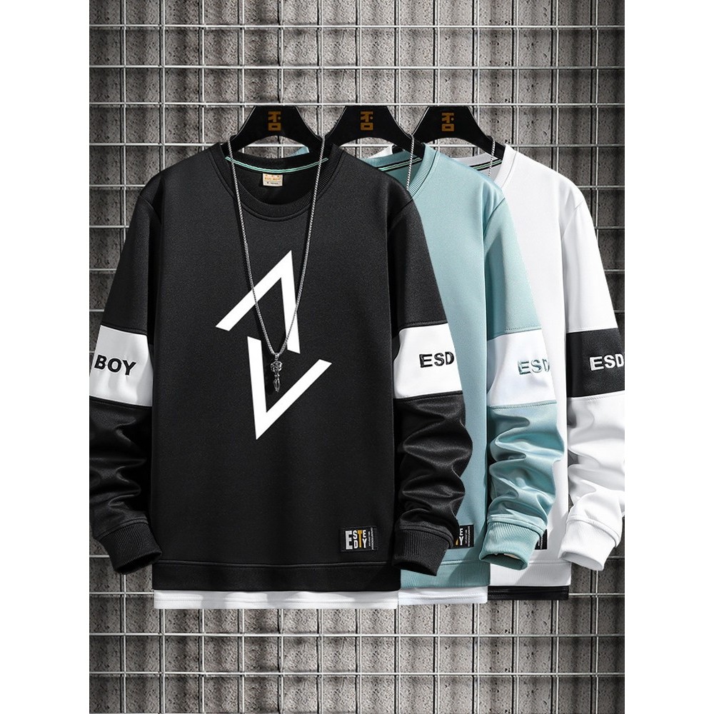 假两件男士卫衣圆领秋冬款宽松休闲个性长袖t恤男春季内搭打底衫,户外/登山/野营/旅行用品,作训外套/套装/野战套装,淘宝优惠券,粉丝福利购,淘宝优惠卷