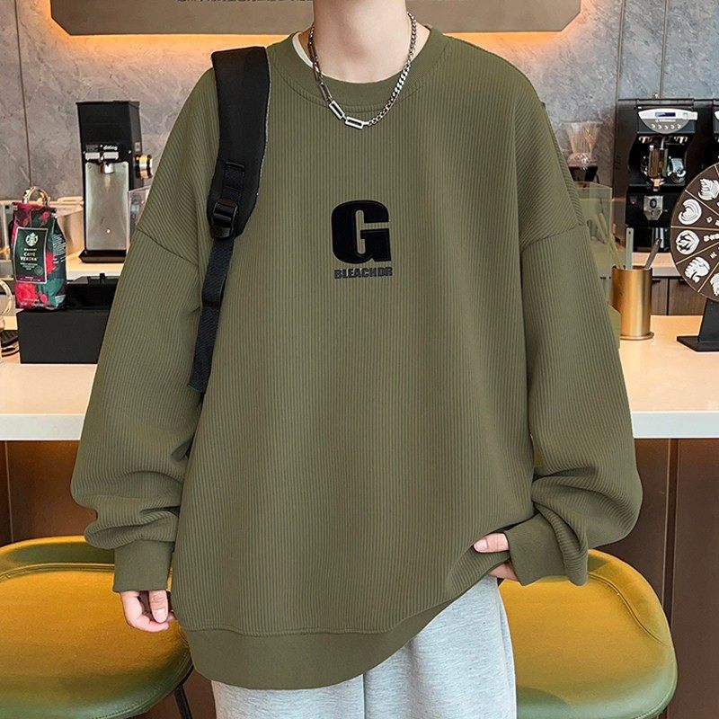 港风高级感 圆领卫衣男春秋季青少年长袖T恤潮牌上衣休闲宽松外套,运动服/休闲服装,跑步套装,淘宝优惠券,粉丝福利购,淘宝优惠卷