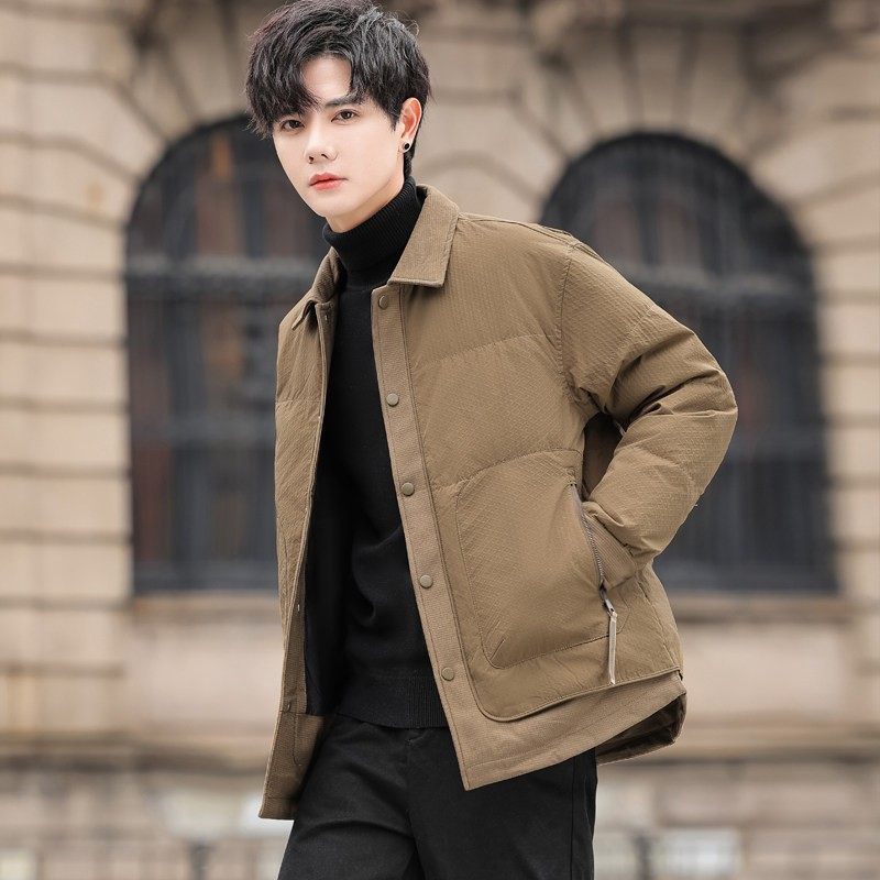 轻薄羽绒服男冬季短款潮流翻领拼接工装夹克休闲百搭保暖加厚外套,户外/登山/野营/旅行用品,作训外套/套装/野战套装,淘宝优惠券,粉丝福利购,淘宝优惠卷