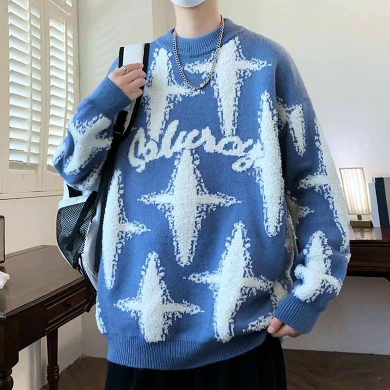秋冬季初高中学生毛衣男士潮流提花青少年宽松加厚保暖打底针织衫,运动服/休闲服装,跑步套装,淘宝优惠券,粉丝福利购,淘宝优惠卷