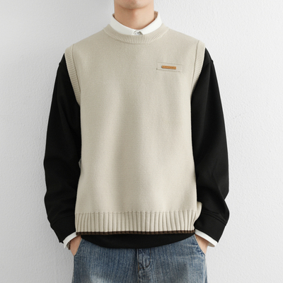 青少年秋冬款毛衣马甲男帅气内搭高中学生校服神器初中生针织背心