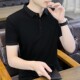 潮流百搭黑色polo衫 夏季 男款 体恤修身 上衣服 翻领短袖 半袖 t恤男士