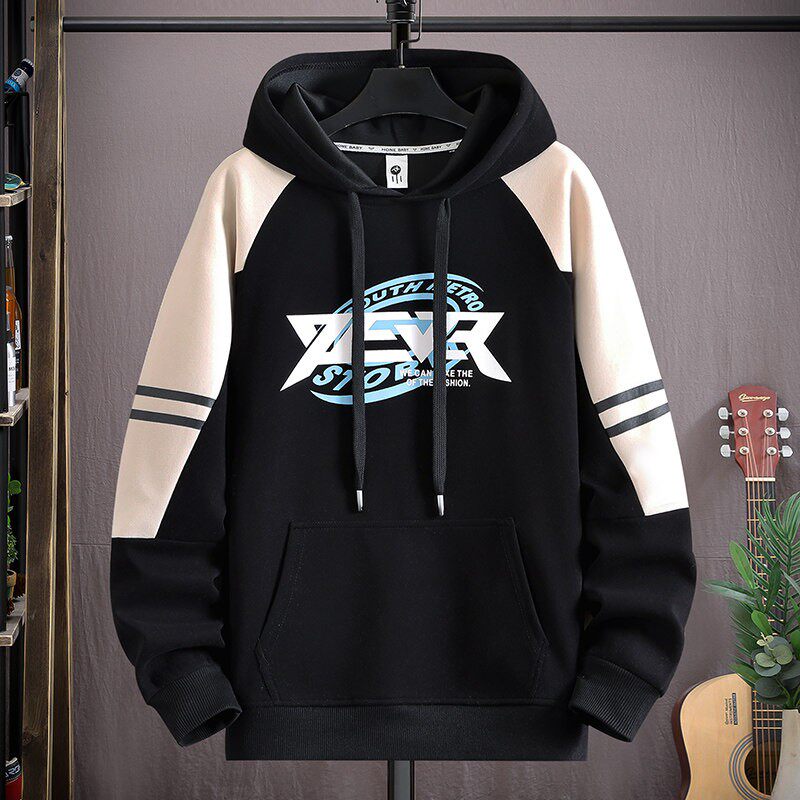 青少年春秋款长袖卫衣男孩学生纯棉连帽上衣冬装大童帅气运动T恤