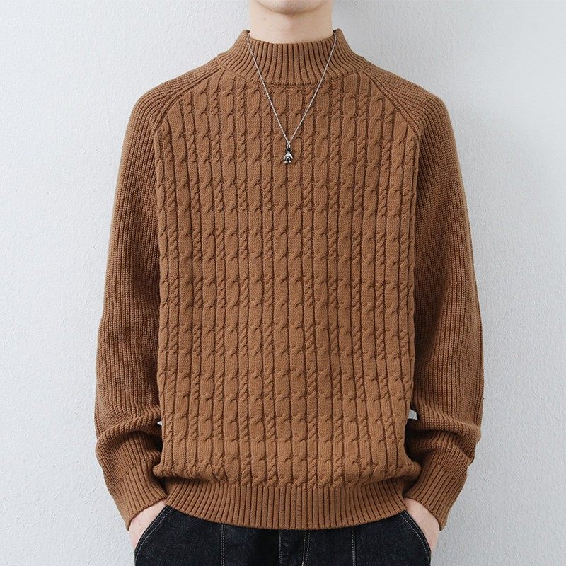半高领毛衣男款秋冬季宽松加厚麻花线衣ins潮牌高级感针织打底衫,运动服/休闲服装,跑步套装,淘宝优惠券,粉丝福利购,淘宝优惠卷