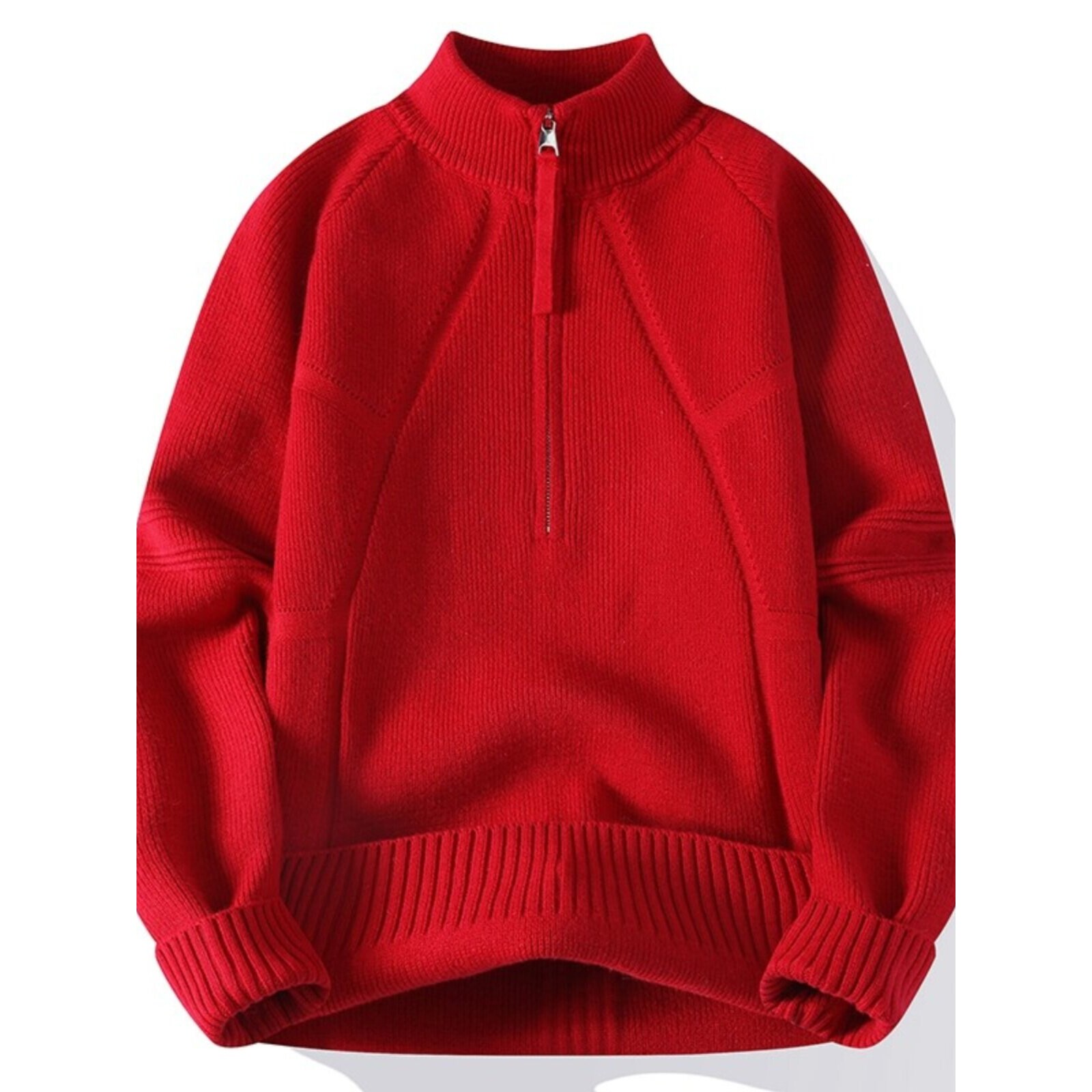 本命年红色毛衣男士冬季半拉链高领潮牌针织衫马年加厚线衣打底衫