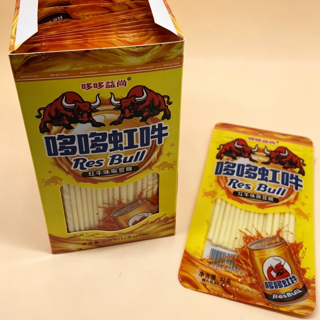 网红哆哆益尚哆哆虹吽红牛味吸管糖网红创意能量味吸吸乐儿童零食