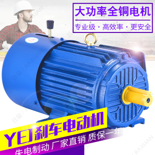国标Y2EJ电磁制动三相异步电动机380V失电刹车电机铜线马达带抱闸
