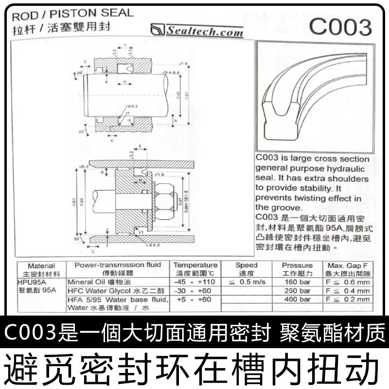C201 C080 C021 C003 C215司达行油封密封圈订定U做液压油缸密封