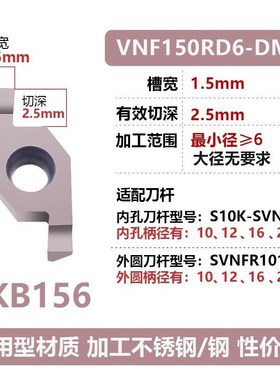 卡博斯VbNF小径内孔端面平面槽刀杆数控刀片走心机圆弧切槽不锈钢