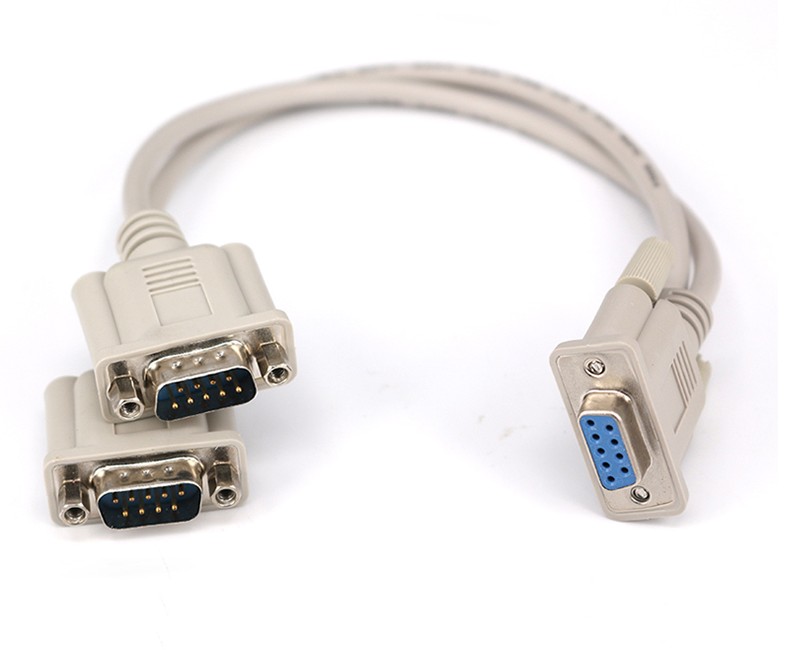 1分2串口线DB9针RS232COM口线一母头分二公头一公两母0.5 1.5M