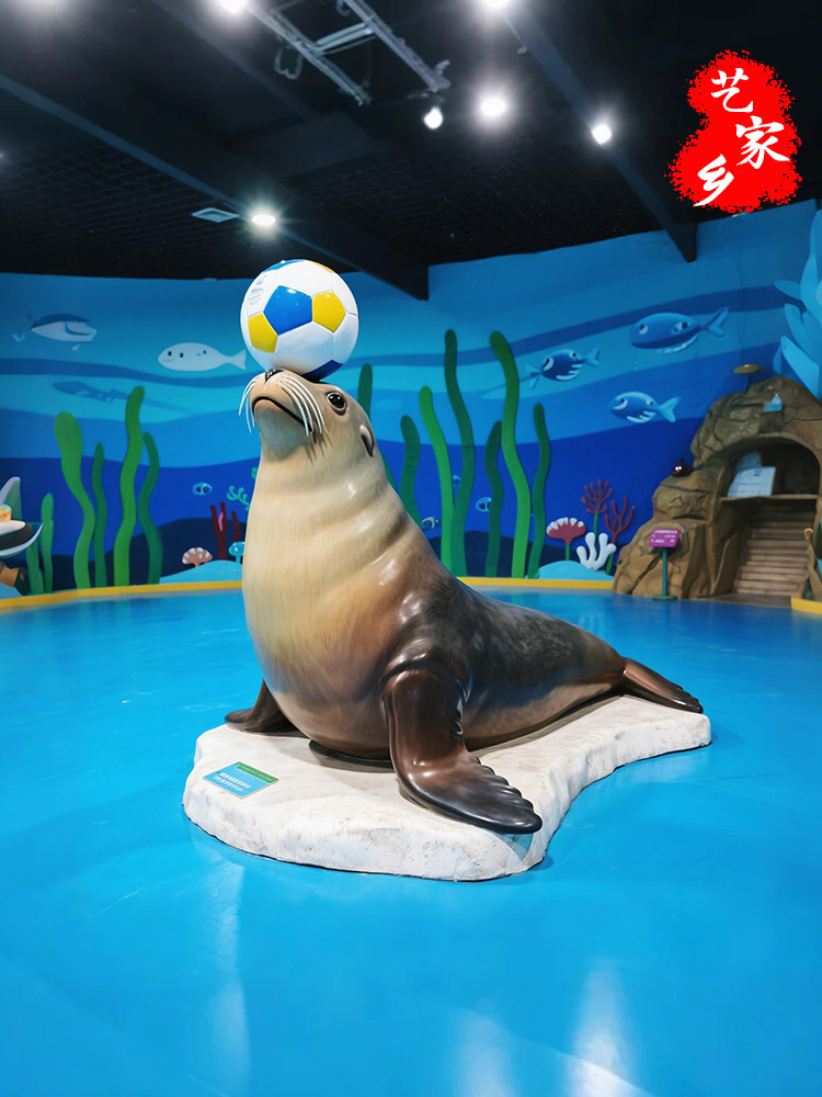 海洋馆水上乐园摆件海鲜酒楼彷真海洋动物海豹鲸鱼系列玻璃钢雕塑