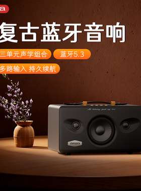 aiwa爱华AH29蓝牙音箱复古便捷式重低音炮音箱输入输出连接乐器