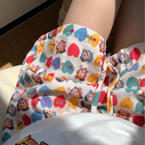 garment factory新款原田治可爱款式睡裤可外穿可居家女装短裤子