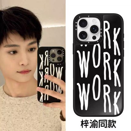 caseti华强北定制梓渝work同款INAPSQUARE黑白插画镜面iPhone16promax适用于苹果15/14手机壳12MagSafe磁吸13