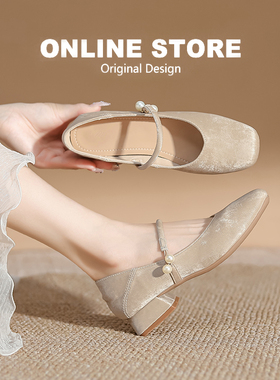 超软新中式国风玛丽珍鞋女温柔晚晚鞋低跟配旗袍鞋妈妈鞋皮鞋单鞋