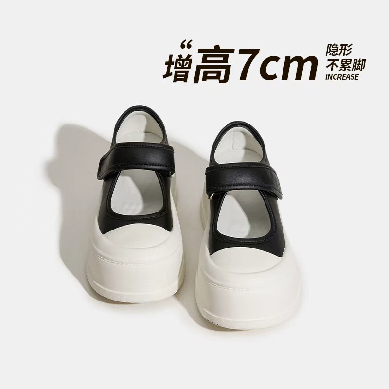 厚底玛丽珍鞋女款2026春夏新款小个子7CM增高小白鞋休闲百搭单鞋