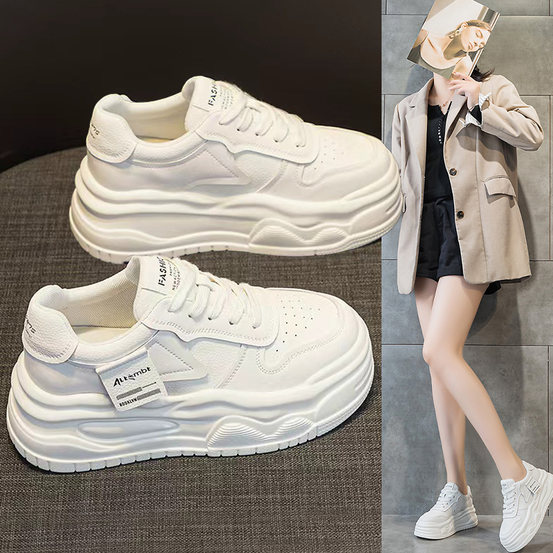 运动鞋系带小白鞋女厚底