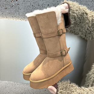 保暖雪地棉靴 加绒加厚东北大棉鞋 中筒厚底雪地靴女2025年冬季 新款