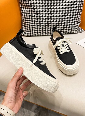 2026春夏新款厚底帆布鞋女年新款韩版小白鞋运动休闲增0302z