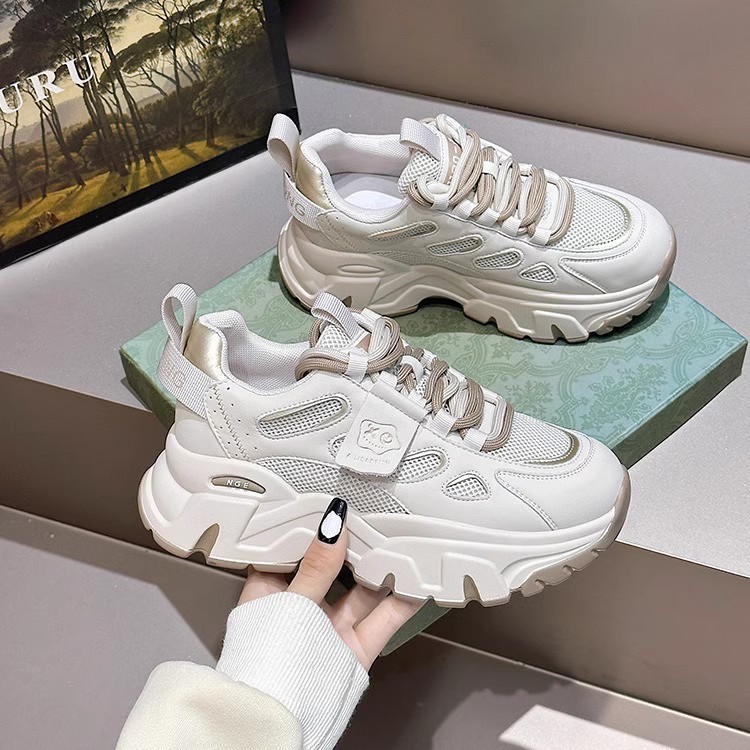 真皮老爹鞋厚底休闲运动鞋显脚小