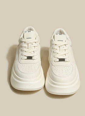 全牛皮~厚底百搭运动休闲真皮透气小白鞋板鞋女2026新款四季百搭