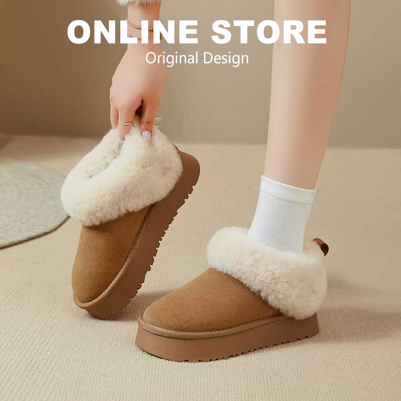 雪地靴女真皮羊毛厚底2025冬季新款加绒加厚防滑保暖短筒东北棉鞋