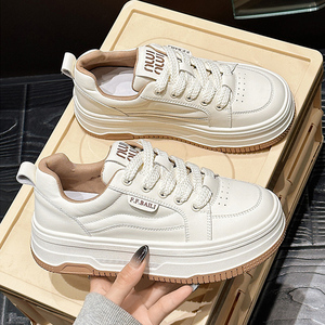 厚底真皮小白鞋女2026春夏新款百搭加绒增高休闲运动圆头板鞋爆款