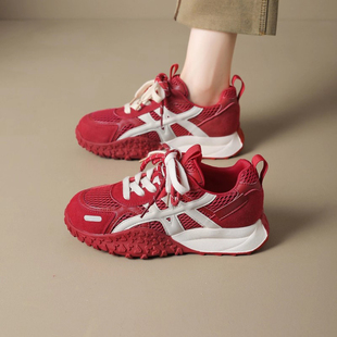 透气休闲百搭运动小白鞋 增高老爹鞋 女2025秋冬新款 厚底4CM德训鞋