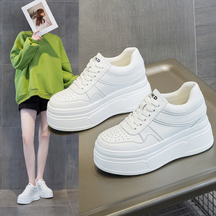真皮内增高休闲鞋 厚底9CM小白鞋 小个子厚底松糕鞋 新款 女2025秋季