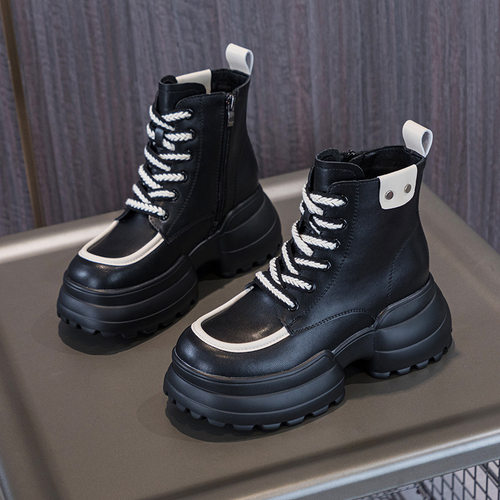 8CM内增高马丁靴女小个子英伦风短靴2025秋冬新款韩版百搭女鞋潮