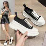 稳麦昆小白鞋女2023新款松糕厚底帆布鞋百搭爆款老爹鞋春秋季单鞋