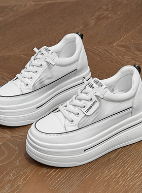 2026春夏新款板鞋女内增高9CM松糕鞋厚底年新款网面透气0302z